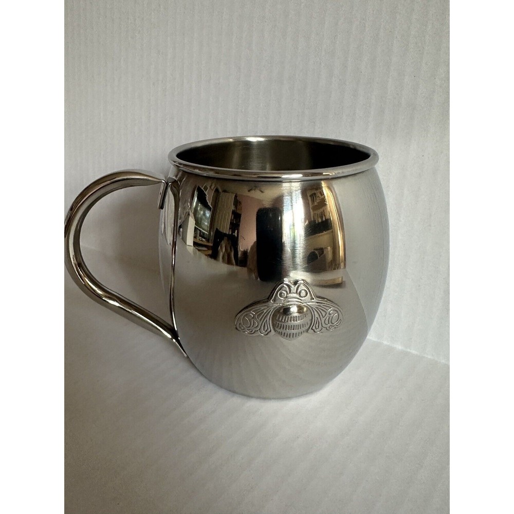 Patron Tequila Moscow Mule Stainless Steel Mug Cup Metal Embossed Bee Logo